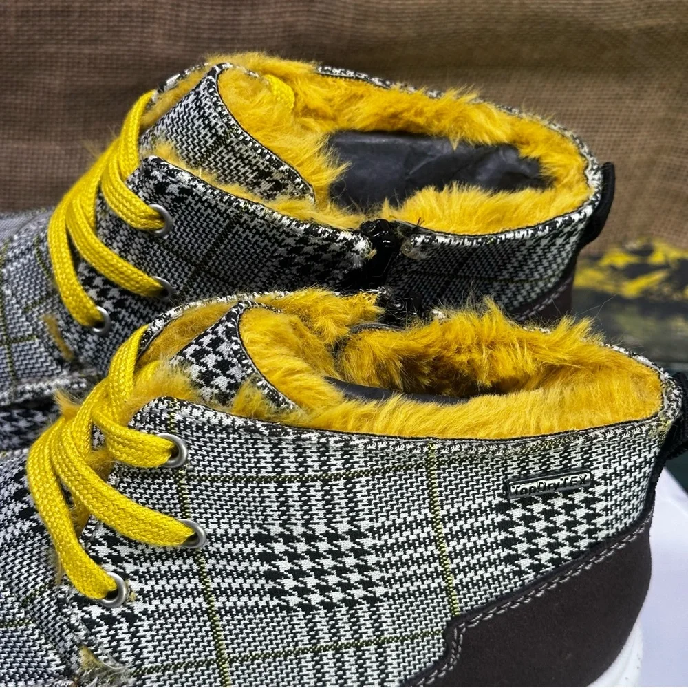 Romika Helsinki black & yellow plaid high hi top sneakers boots sz‎ 8 - Picture 7 of 11
